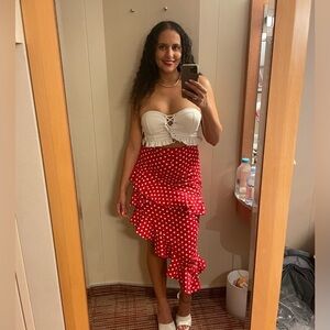 Majorelle Sugar Rush Red White Polka Dot Ruffle Skirt size small